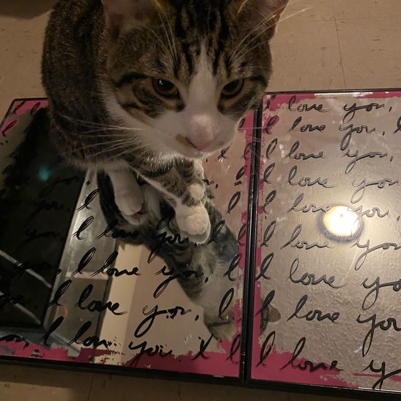 16”x16”x1” inch all over print cursive I love you mirrors set of 2 VTG K-mart - Picture 6 of 6